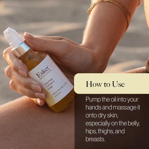 ESKER Natural Uplifting Belly Oil | (4.0oz) | Plant-Based Formulated with Antioxidants Promoting Deep Hydration and Cell Regeneration | Skin Stays Nourished and Resilient During Pregnancy