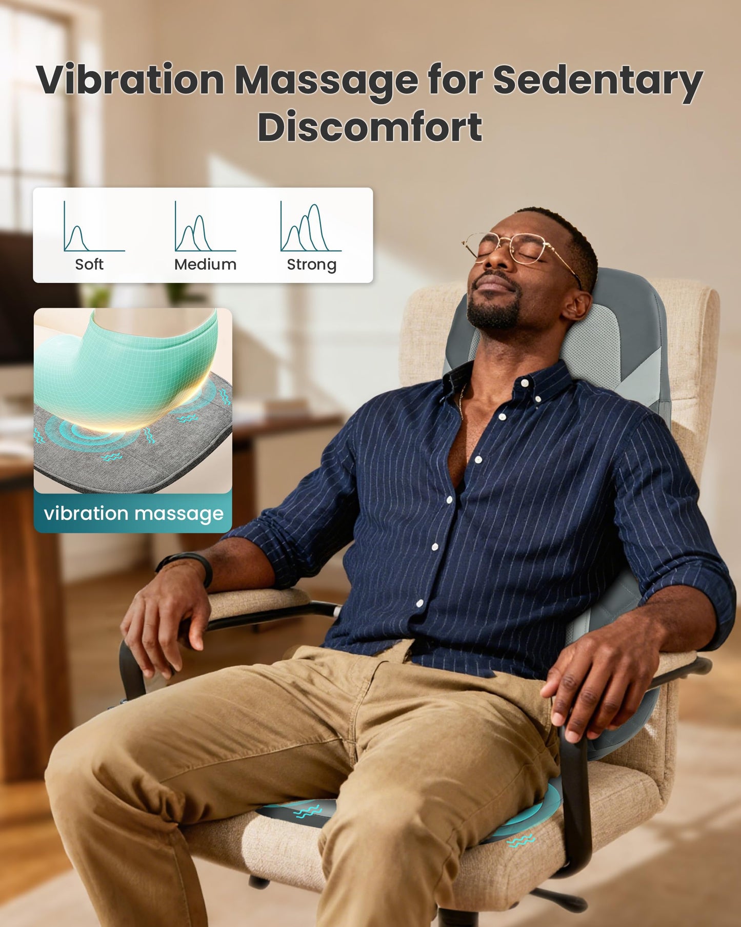 Shiatsu Back Massager with Heat,Full Back Massager for Pain Relief Deep Tissue,Longer Massage Chair Pad,Back Kneading Shiatsu or Rolling Massage for Chair, Fathers Day Dad Gifts for Men Husband