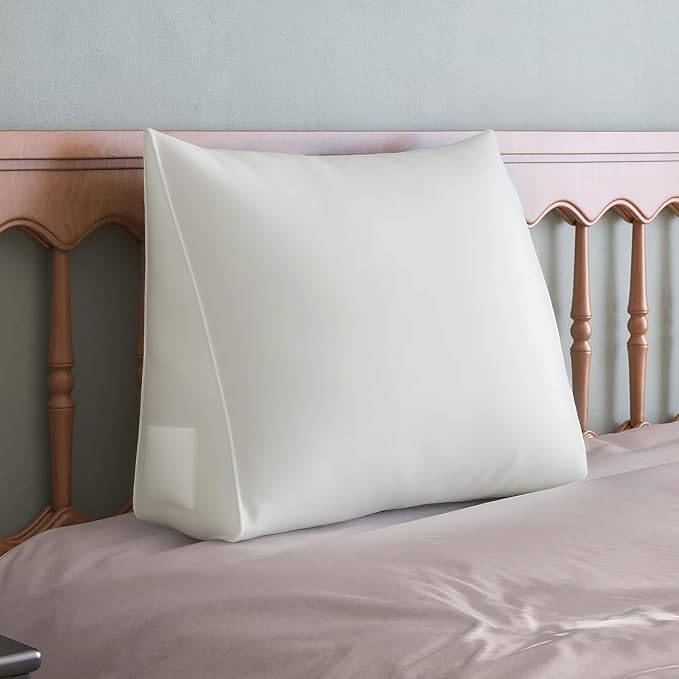 WOWMAX Back Pillow for Bed Sitting up-Bed Wedge Pillow Back Support Pillows for Bed & Sofa Couch, Velvet(100% Cotton), White