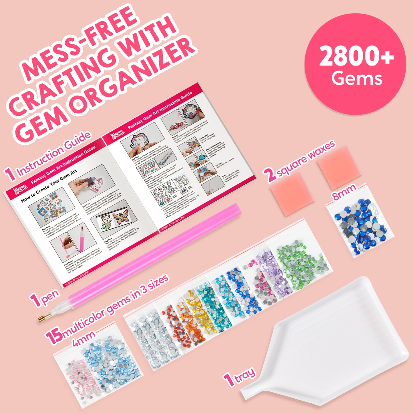 Klever Kits 16 Projects Gem Painting, Kids Diamond Gem Painting Kit with 5D Gem, Arts and Crafts for Girls Ages 6-12, Gem Craft Activities Kits, Premium Art Gift Ideas for Girls Ages 6, 7, 8+
