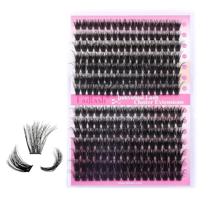 FADLASH Lash Clusters 80D+100D Fluffy Eyelash Clusters 12-18mm Individual Lashes Cluster Eyelash Extensions 3D Effect Wispy 280pcs Thick Lash Extension Clusters (80D+100D-0.07-D, 12-18mm)
