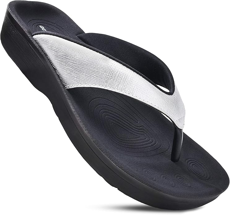 AEROTHOTIC Slip On Recovery Footwear Plantar Fasciitis Flip Flops for Women Yoga Mat Outdoor Walking Beach Ladies Arch Sup...