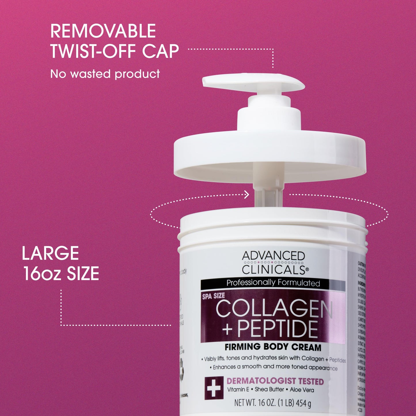Advanced Clinicals Collagen Peptides Body Lotion & Face Moisturizer | Peptide Infused Collagen Lotion For Women & Men Helps Impr