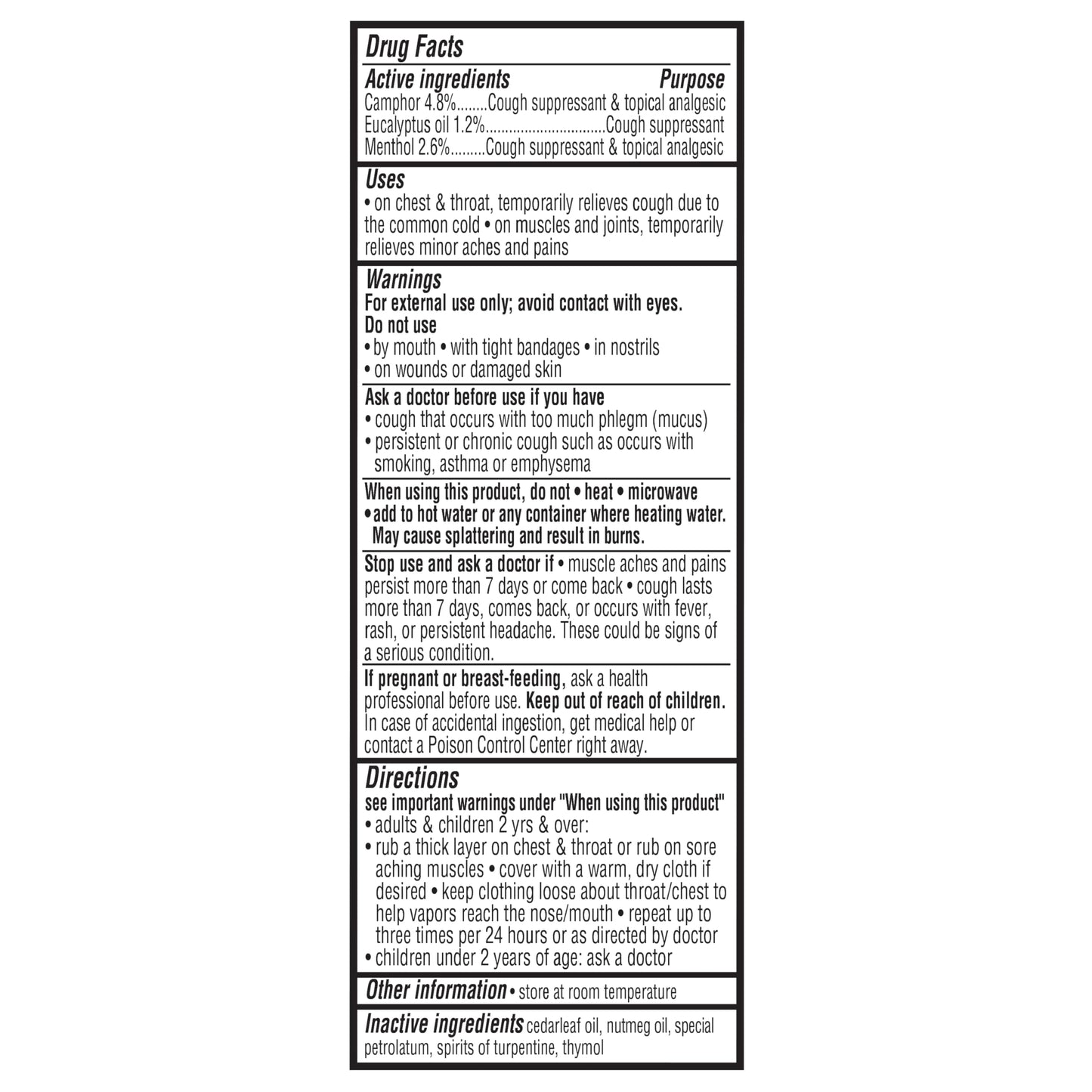 Amazon Basics Chest Rub Cough Suppressant and Topical Analgesic Ointment, 3.53 Ounce (Pack of 6)