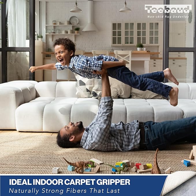 5' Round Non-Slip Rug Pad, Reversible Gripper, Non Skid Pads for Hardwood, Vinyl, Tile, Laminate Floors, Keep Area Rugs Secure, Natural Materials Safe for Indoor Flooring, ¼” Thick