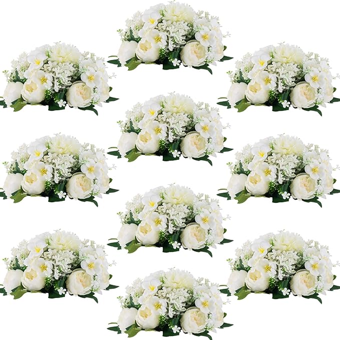Inweder Flower Balls Centerpieces for Tables: 10 PCS White Flowers for Centerpieces Floral Arrangements Centerpiece for We...
