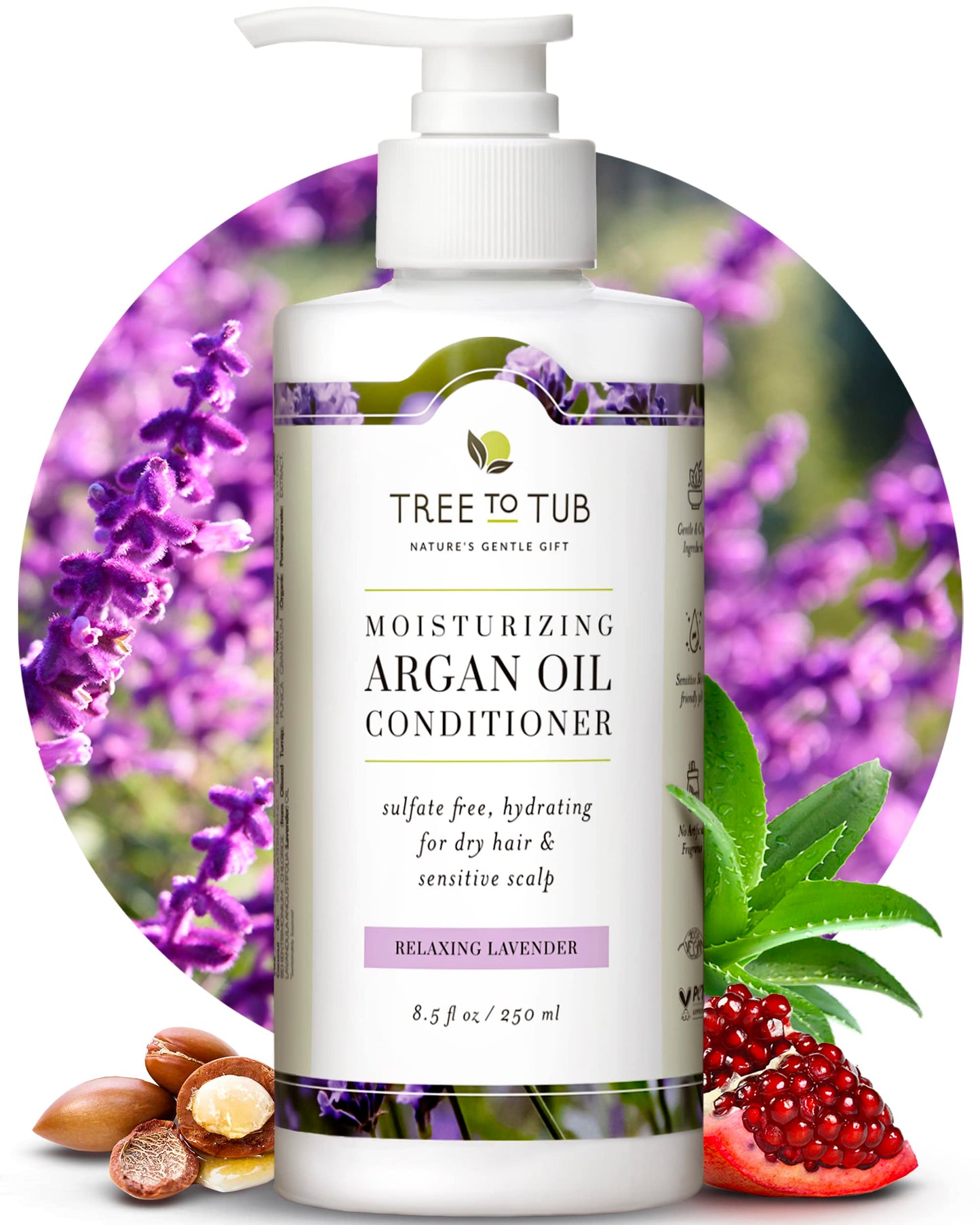 Tree to Tub Moisturizing Conditioner for Dry Hair & Dry Scalp - Hydrating Sulfate Free Argan Oil Conditioner & Vegan Hair Moistu