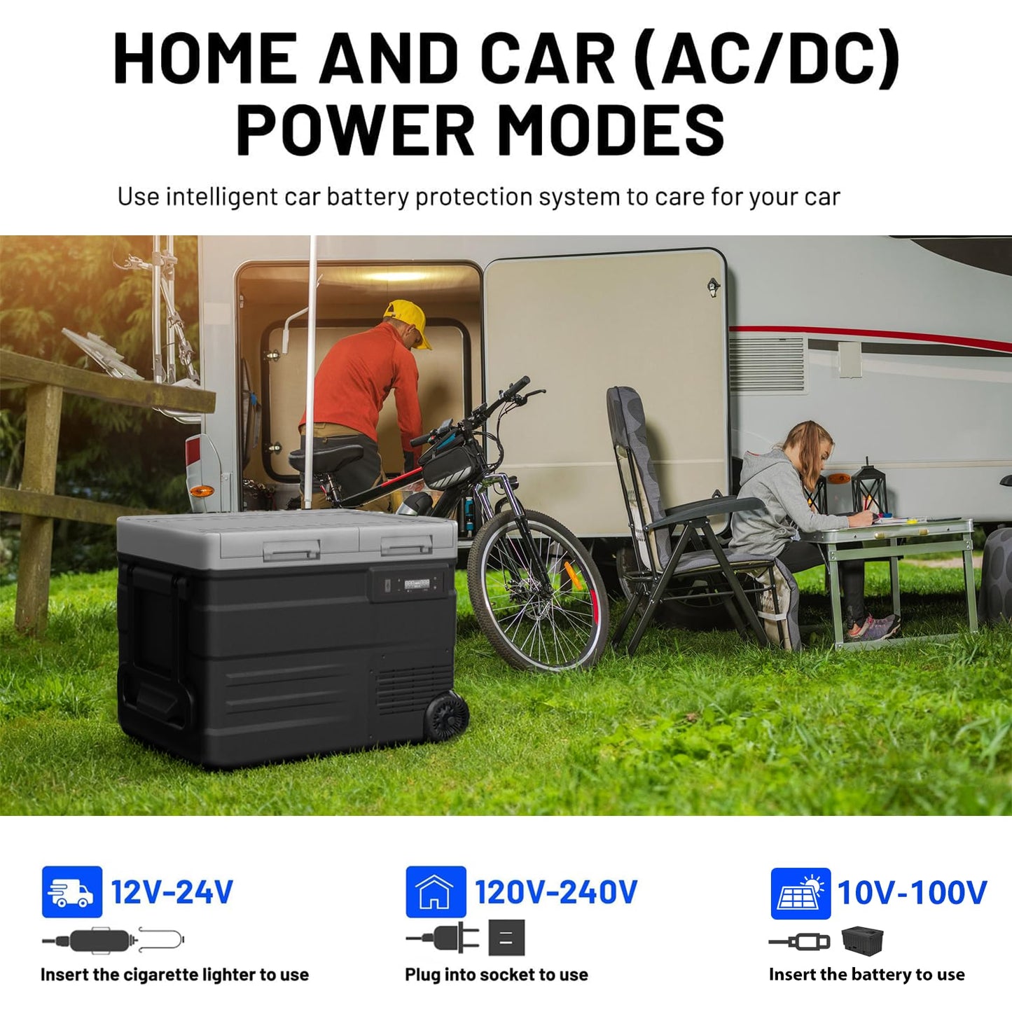 zcamp UD45 12V Car Refrigerator,Dual Zone Car Fridge with Wheels,42QT(40.5L) Electric Cooler Portable Freezer,12 Volt Refrigerator -4℉~68℉,12/24V DC 100-240V AC for Camping, Travel, Truck, RV