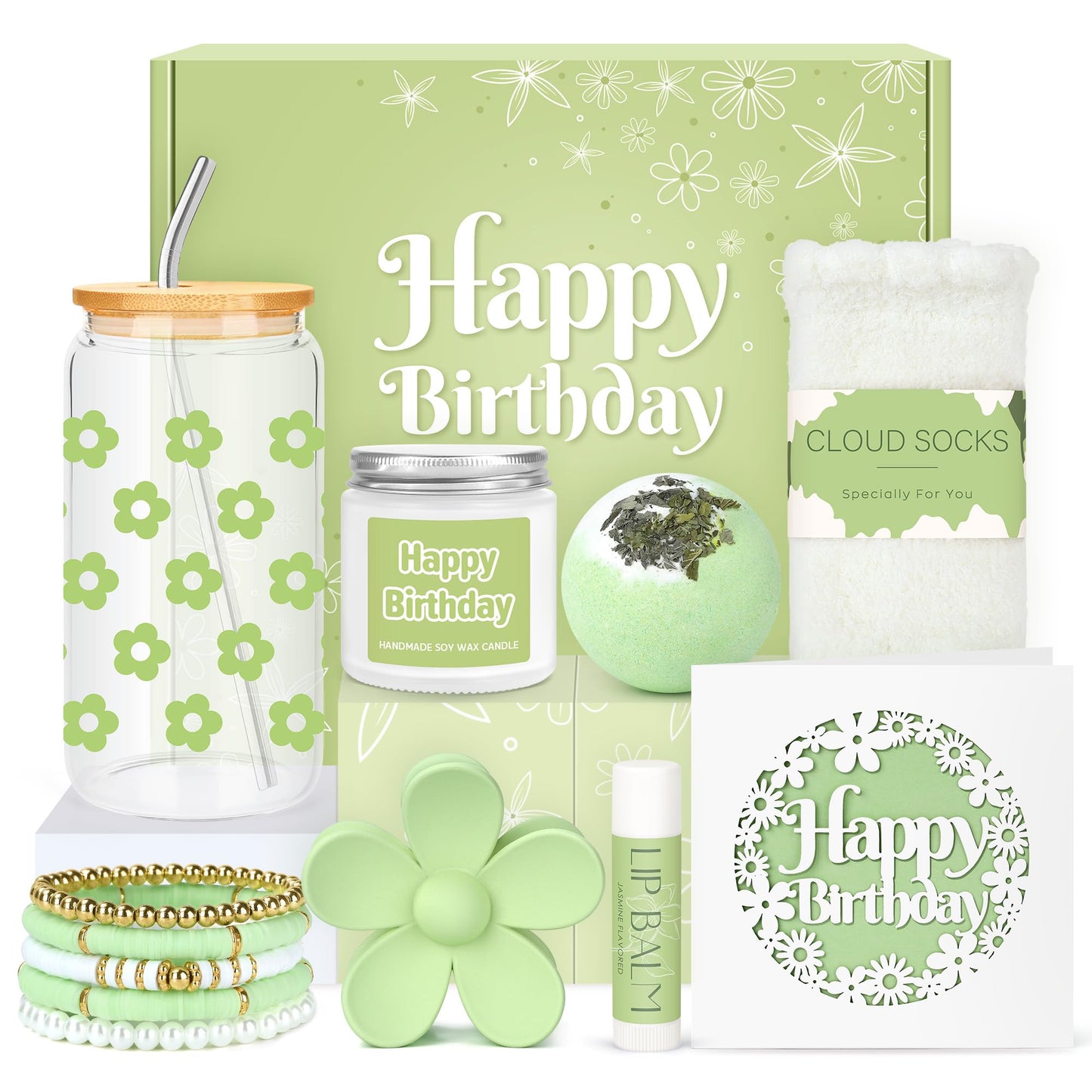 Birthday Gifts for Teen Girls, Women, Teenage Girl Birthday Gift Sets for Teen Girls Tween Gifts for Teenage Girl Cute Daisy Aesthetic Glass Cup Gift Basket for Teens, Women, Her, Friend, Sister