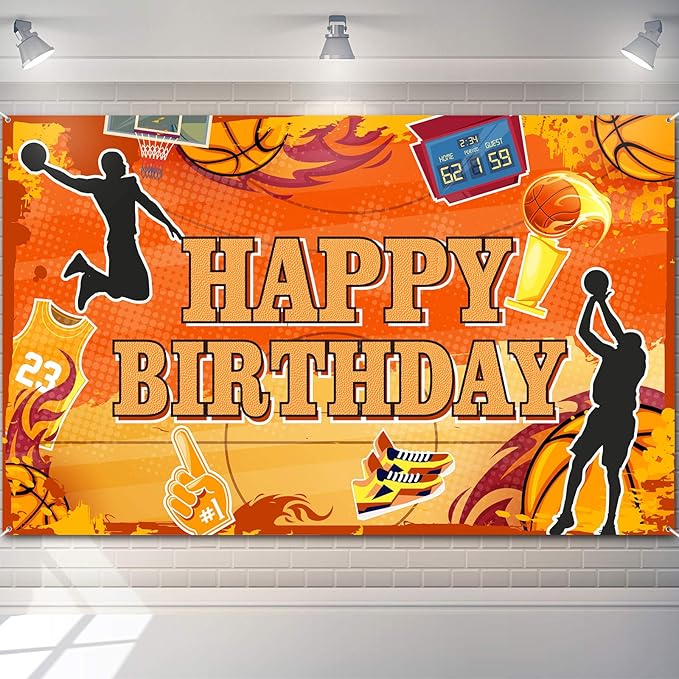 Boao Basketball Birthday Backdrop Happy Birthday Basketball Banner Party Decoration Sports Photography Background Supplies...