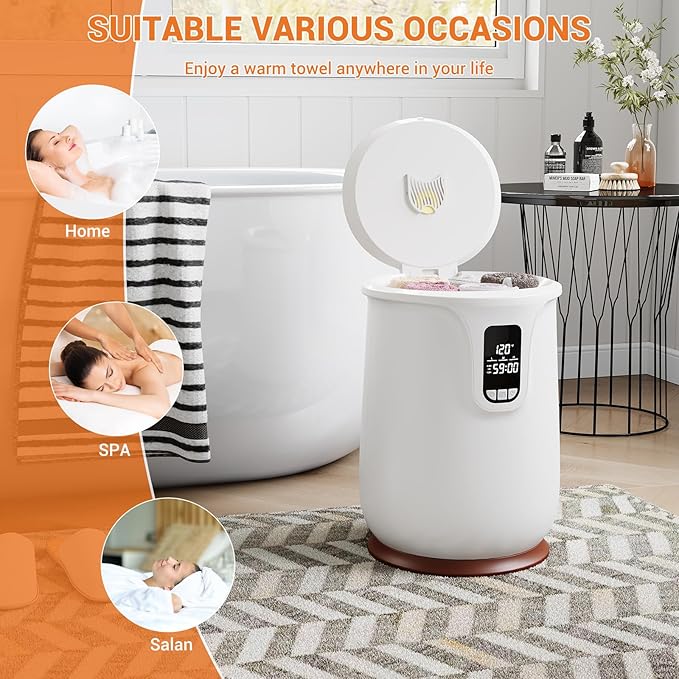 Senfot 20L Towel Warmer for Bathroom with Timer Function, Temperature Adjustable, LED Display, Auto Shut Off, Even Heated Hot Towel Warmer for Towels, Bathrobe (Flip-Top