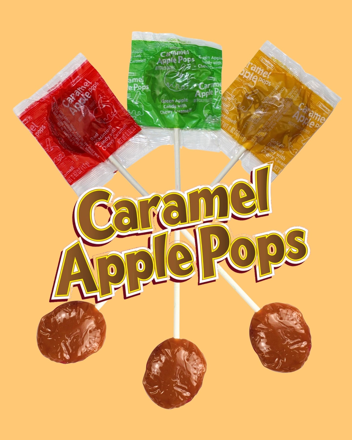Assorted Caramel Apple Lollipops, Delicious Fall Flavored Caramel Apple Suckers Bulk, by Queen City Candy Cave (1 Pound)