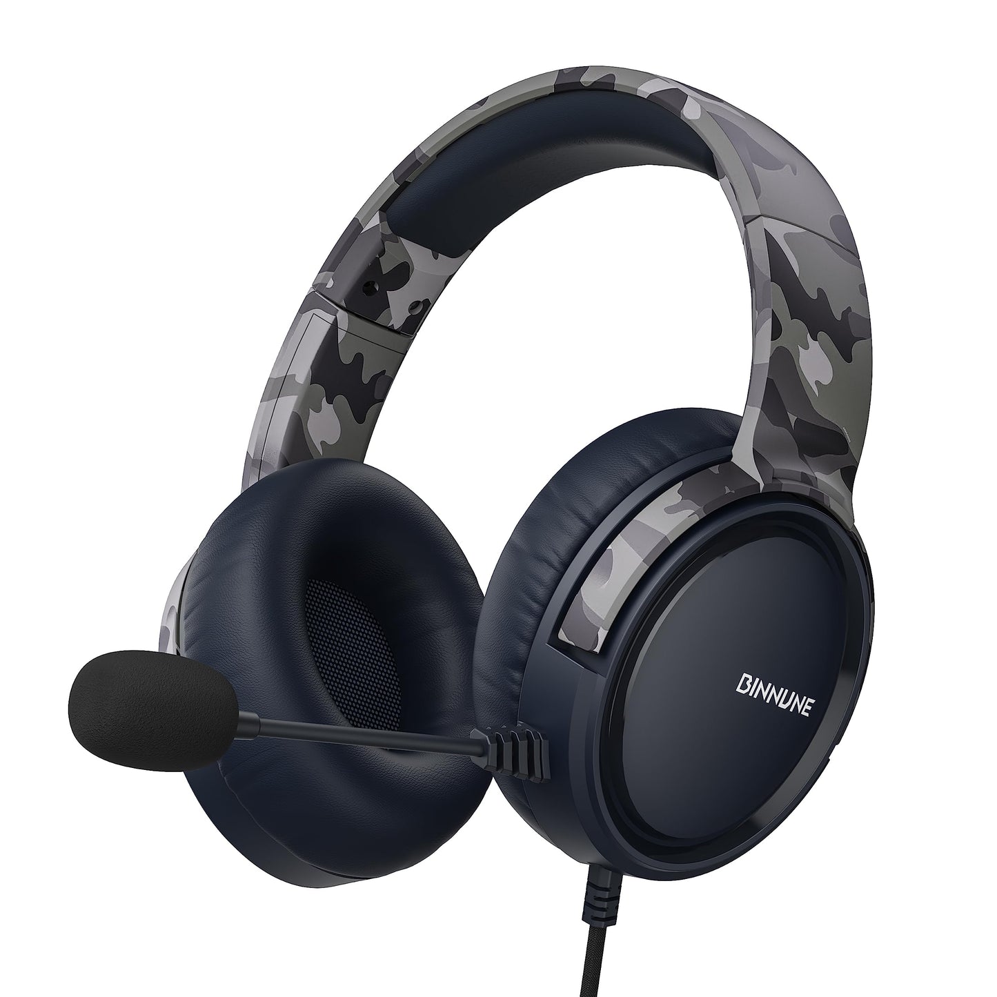 BINNUNE Gaming Headset with Mic for PC PS5 PS4 Xbox 1 NS, Wired Gaming Headphones with Microphone for PS 4|5 Xbox1-Camo