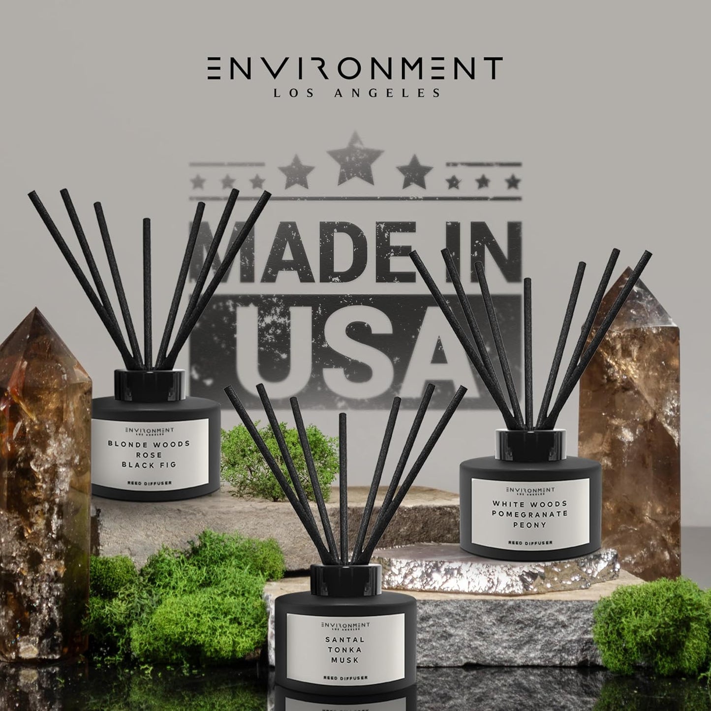 ENVIRONMENT Inspired by 5-Star Hotels ARH Reed Diffuser, 200ml Luxury Scented Aromatherapy (White Woods | Pomegranate | Peony) Reed Diffusers for Home, Diffusing Oil Fragrance, Home Fragrance Products