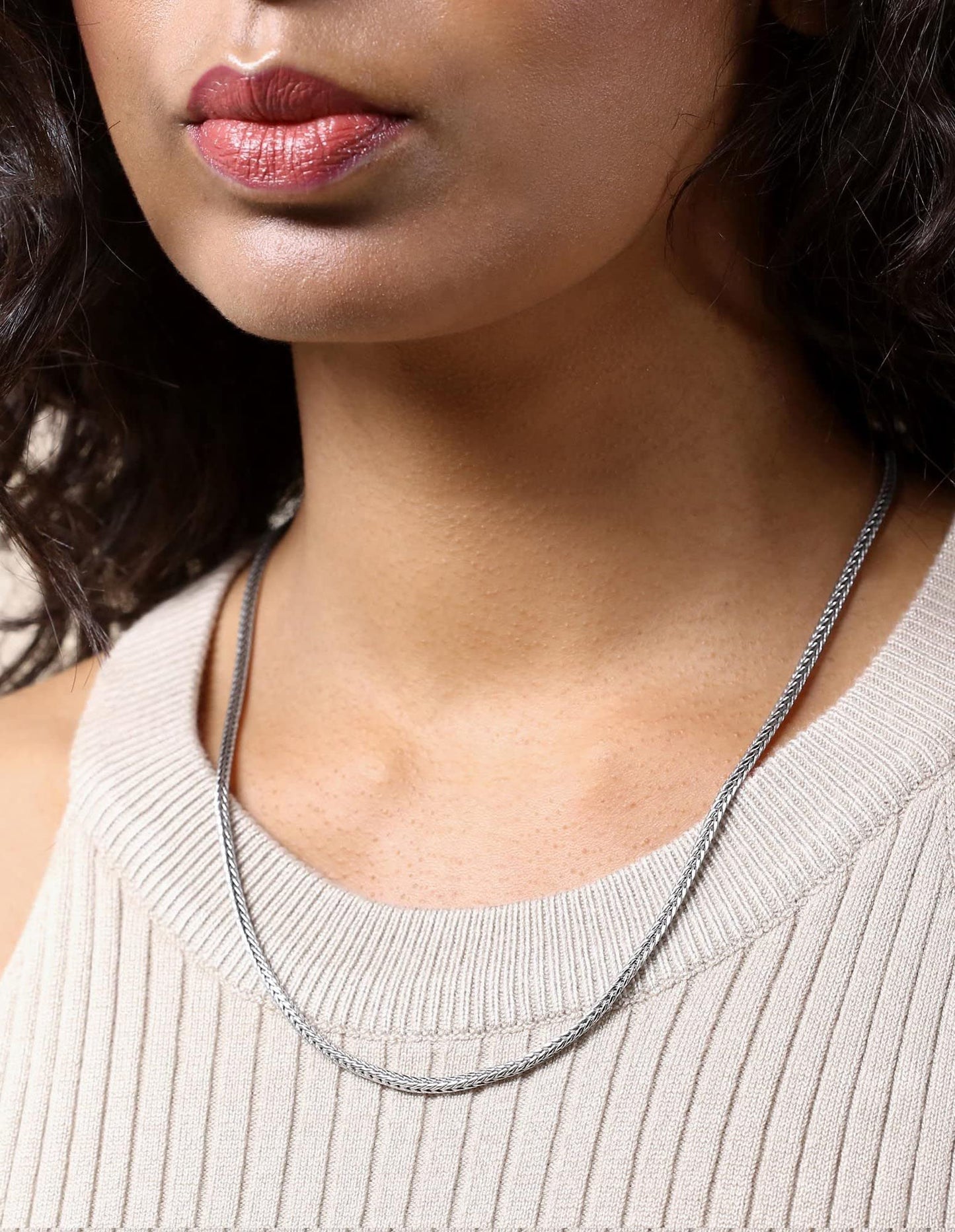 Waitsoul Sterling Silver Square Foxtail Box Chain with Lobster Clasp - 2mm Silver Franco Chain for Men & Women - 26 Inch