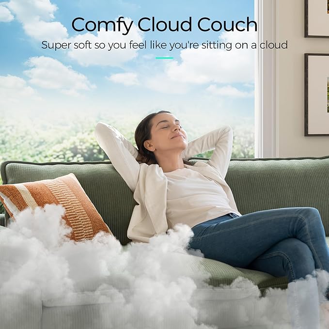 LINSY HOME 90'' Cloud Loveseat Sofa, Modular Sectional Couches Corduroy Cloud Couch Soft Modern Comfy Love Seat Sofa Set for Living Room Apartment Office, Green