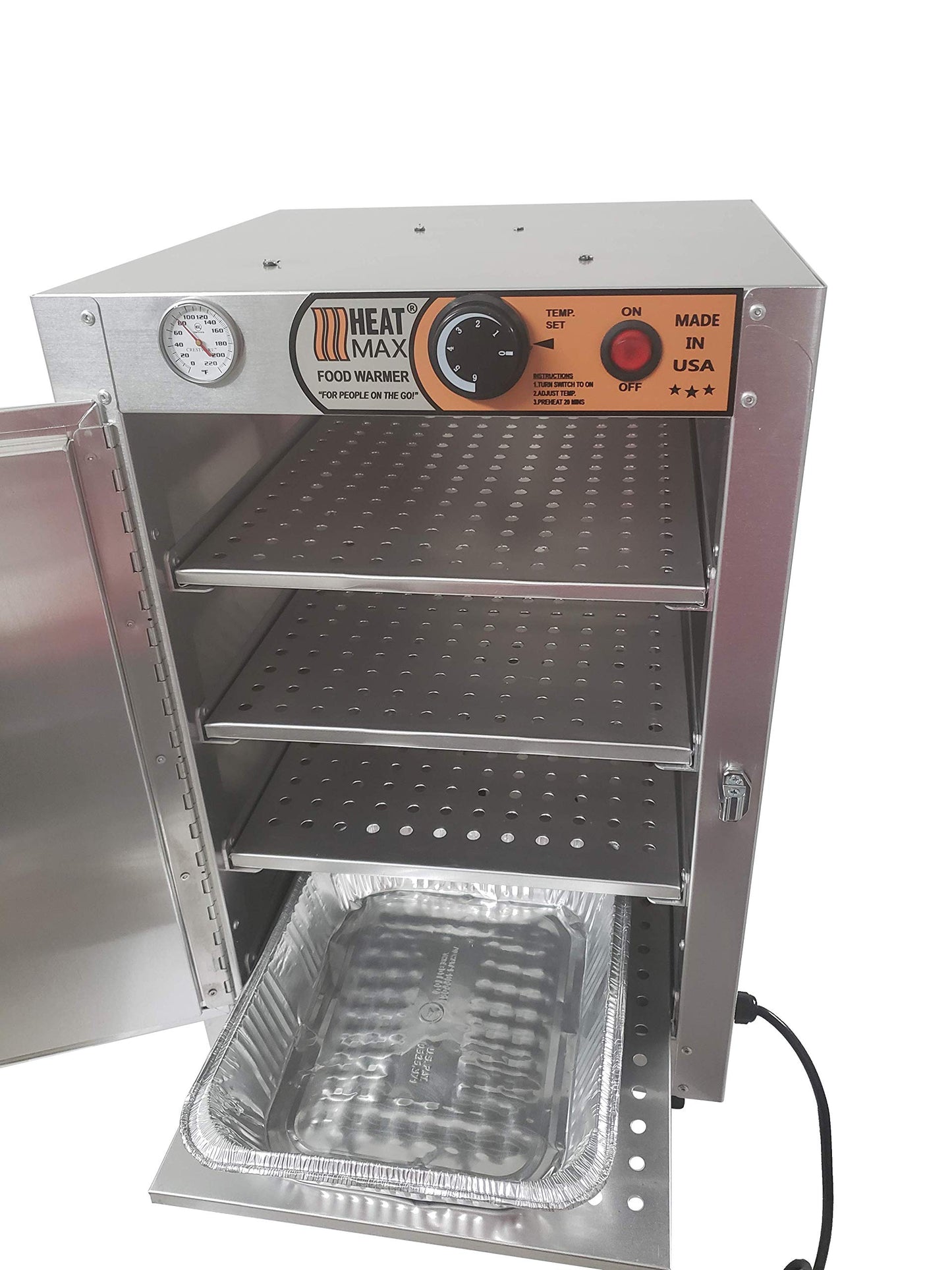 HeatMax 16x16x24 Small Hot Box Food Warmer- The Original and The Best - with an Interior usable Shelf Space of 13 x 15.5 inch. for Half Size Disposable Pans, BBQ, Pizza, Any hot Food