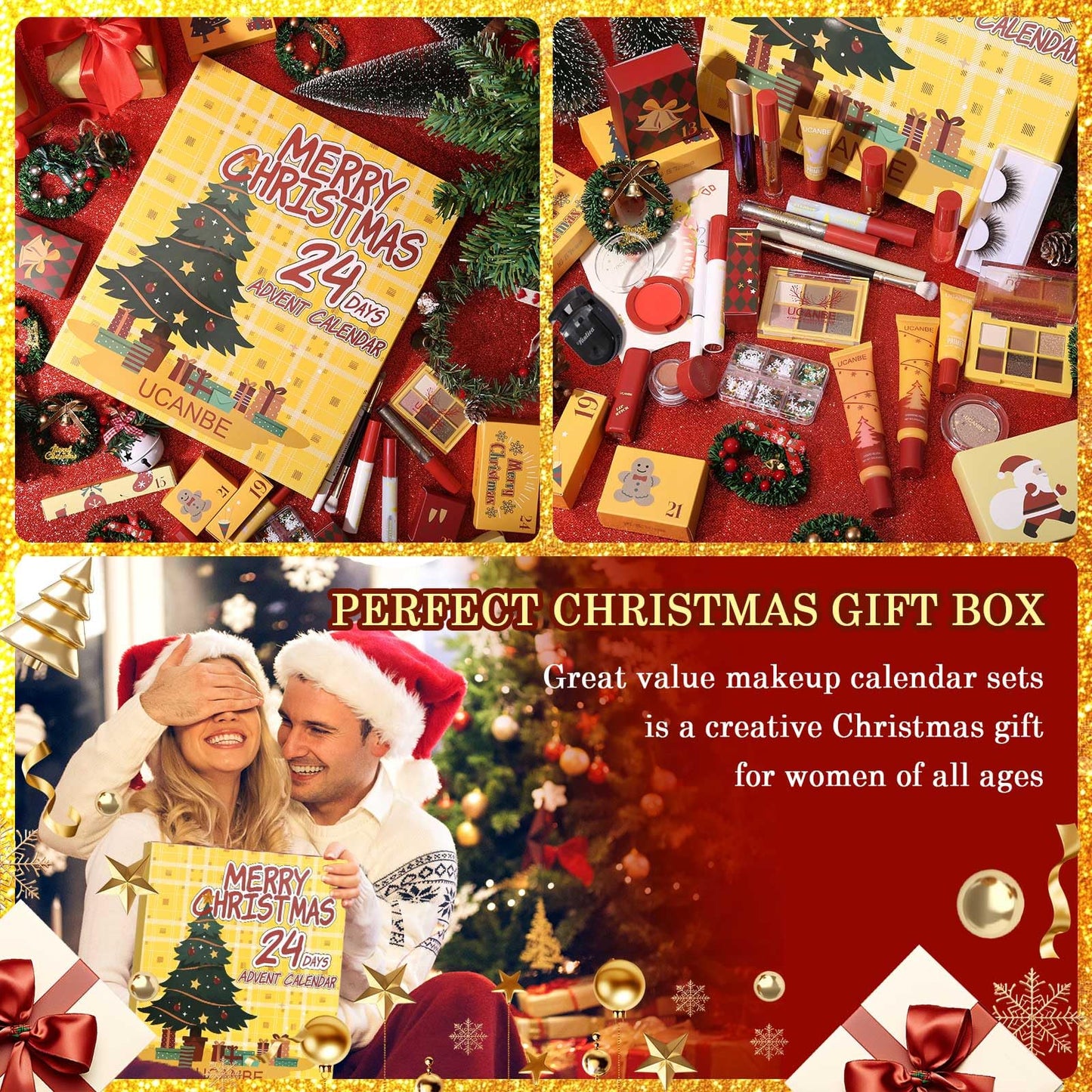 UCANBE Makeup Advent Calendar 2025, 24 Days Christams Makeup Sets For Women Gift, 2025 Xmas Countdown Calendar 24 Individually B