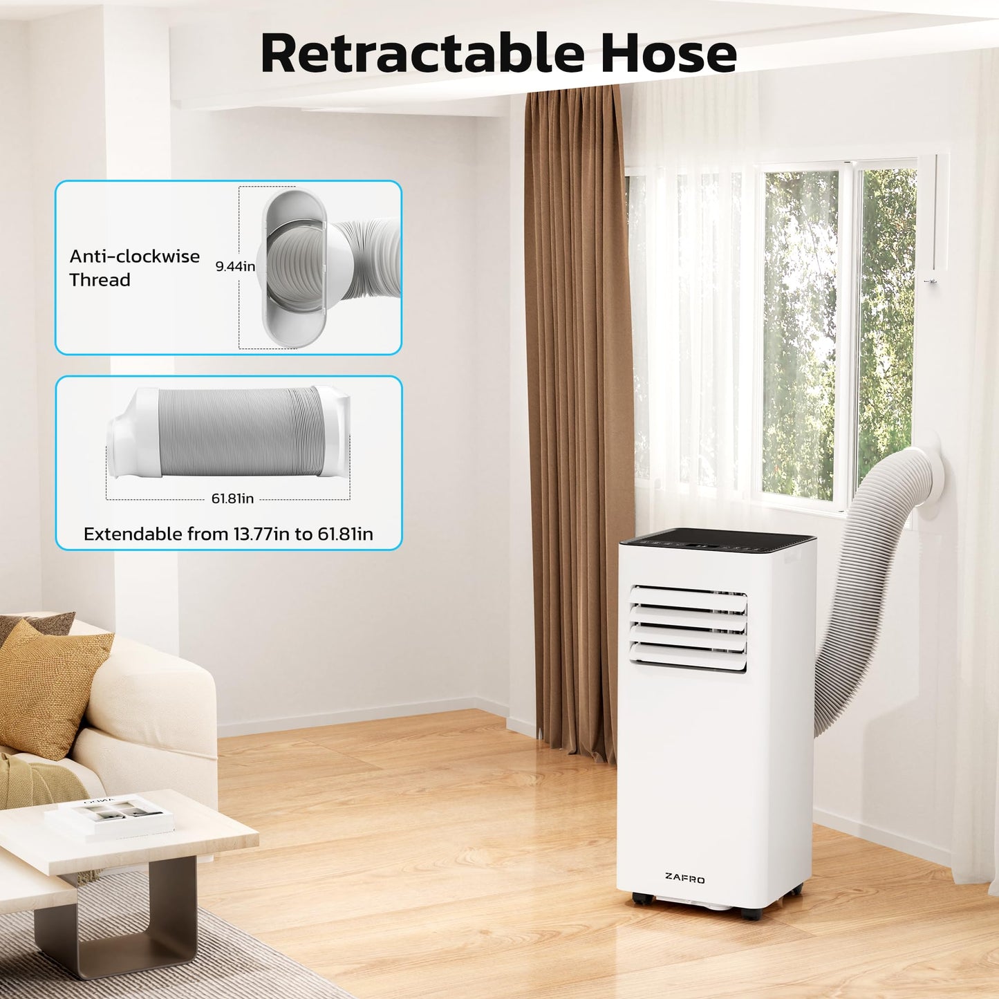 Zafro 8,000 Btu Portable Air Conditioners, 4 Modes Portable Ac Unit With Fast Cooling/Energy Saving/Remote Control/24Hrs Timer F