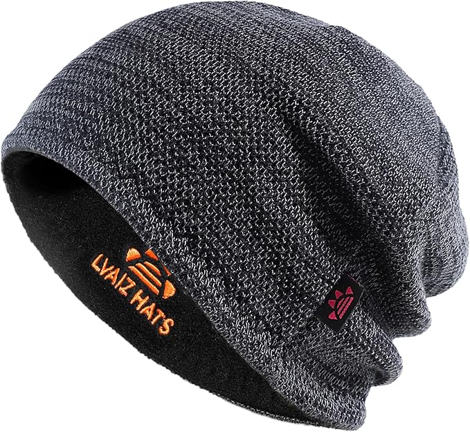Lvaiz Mens Winter Beanie Hat Warm Fleece Lined Skull Cap for Men Reversible Women Windproof Watch Hat Knit Warm Unisex Beanie