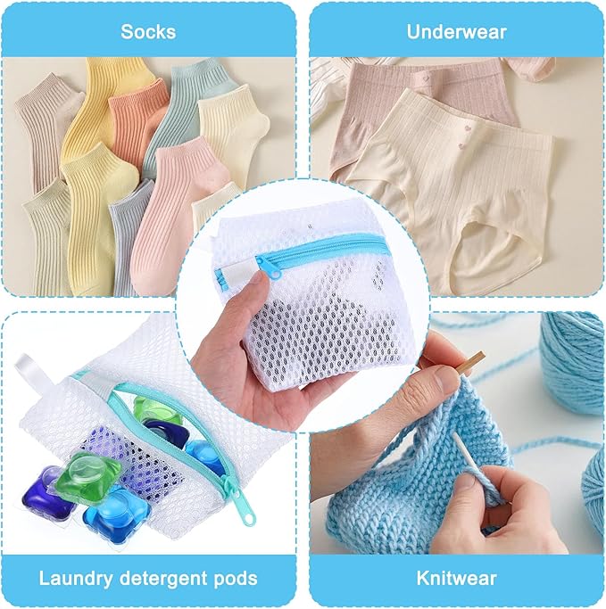 4PCS Laundry Pod Anti-Sticking Bag, Mesh Wash Bag Laundry Pods Dissolution Protection Bags Mini Washing Machine Underwear Washing Bags Scent Beads Storage Laundries Pouch Travel-Friendly