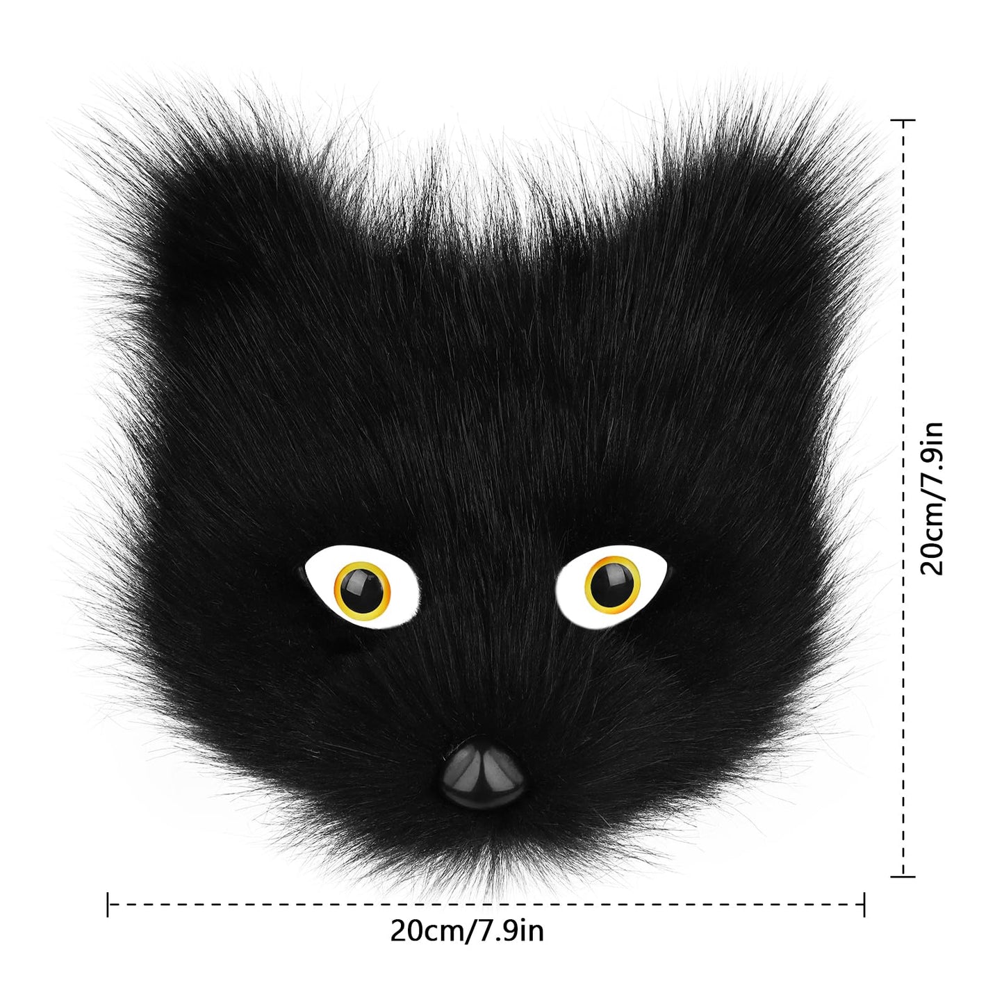 COSYEARS Faux Fur Fox Tail Cat Mask Paw Gloves and Leather Choker Costume Accessories Set for Halloween Cosplay Parties