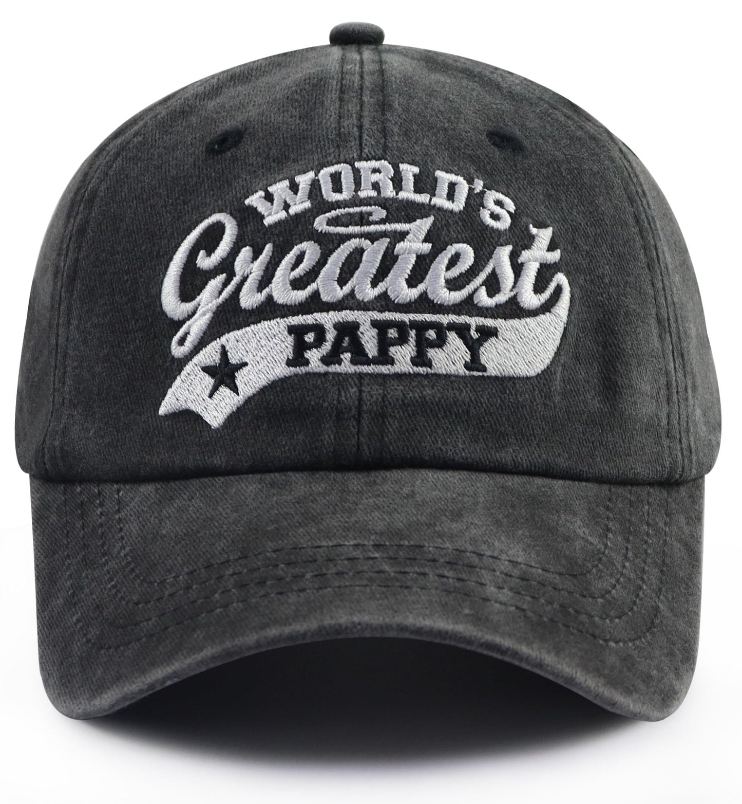 Pappy Gifts for Men - World's Greatest Baseball Cap, Father's Day Hat, Thanksgiving Christmas Birthday Gift for Uncle Dad Brother - Black