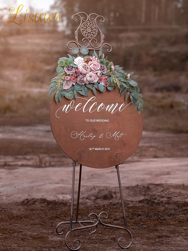 Wedding Arch Flowers, Artificial Floral Decor for Wedding Ceremony & Reception, Standard Size Large Flower Swag Set for Backdrop & Welcome Sign, Pack of 2 (Dusty & Blush)