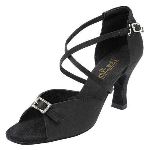 Very Fine Womens Dance Shoe CLC1636 Latin Salsa Ballroom Waltz Black Satin 3-inch Heel M 6.5