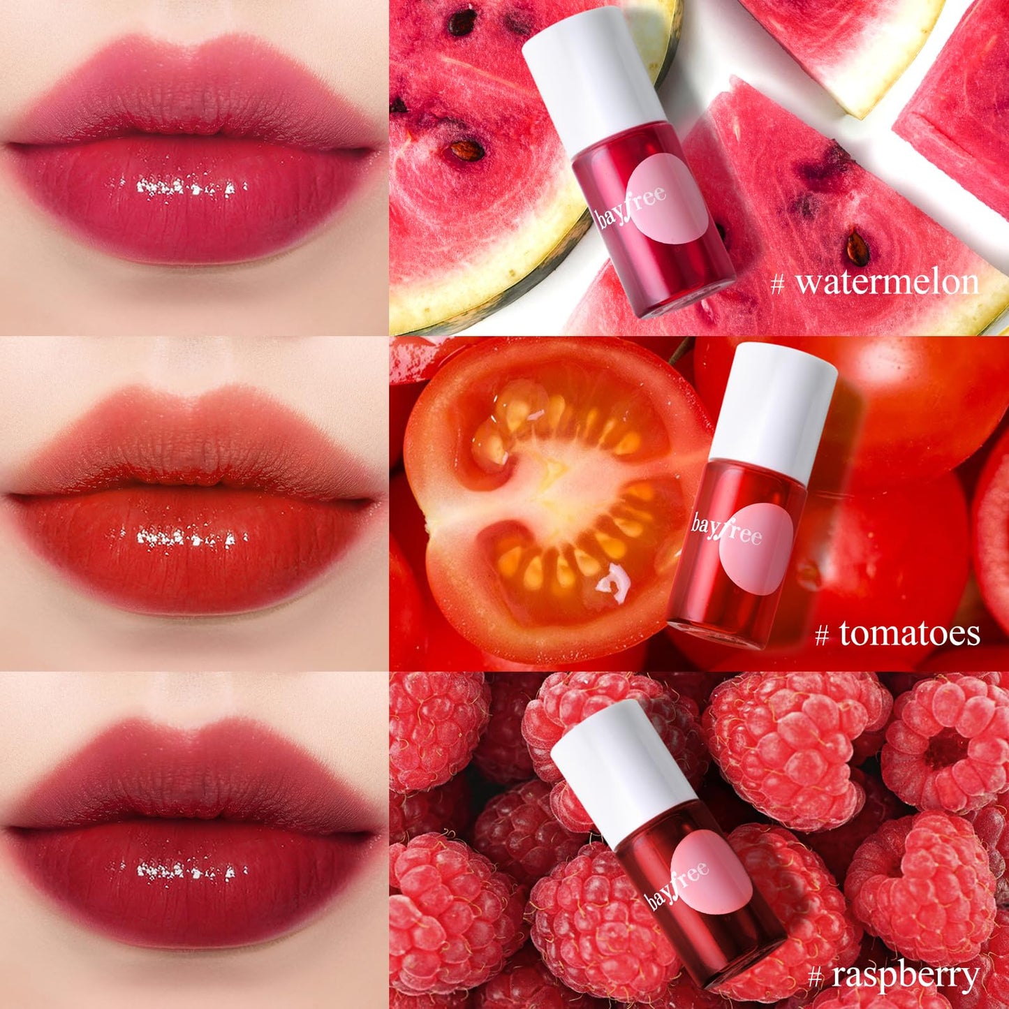 bayfree Lip Tint Stain Set, Korean Water Tint Lightweight Non-sticky, Waterproof Long Lasting Liquid Blush & Lip Stain, Transfer