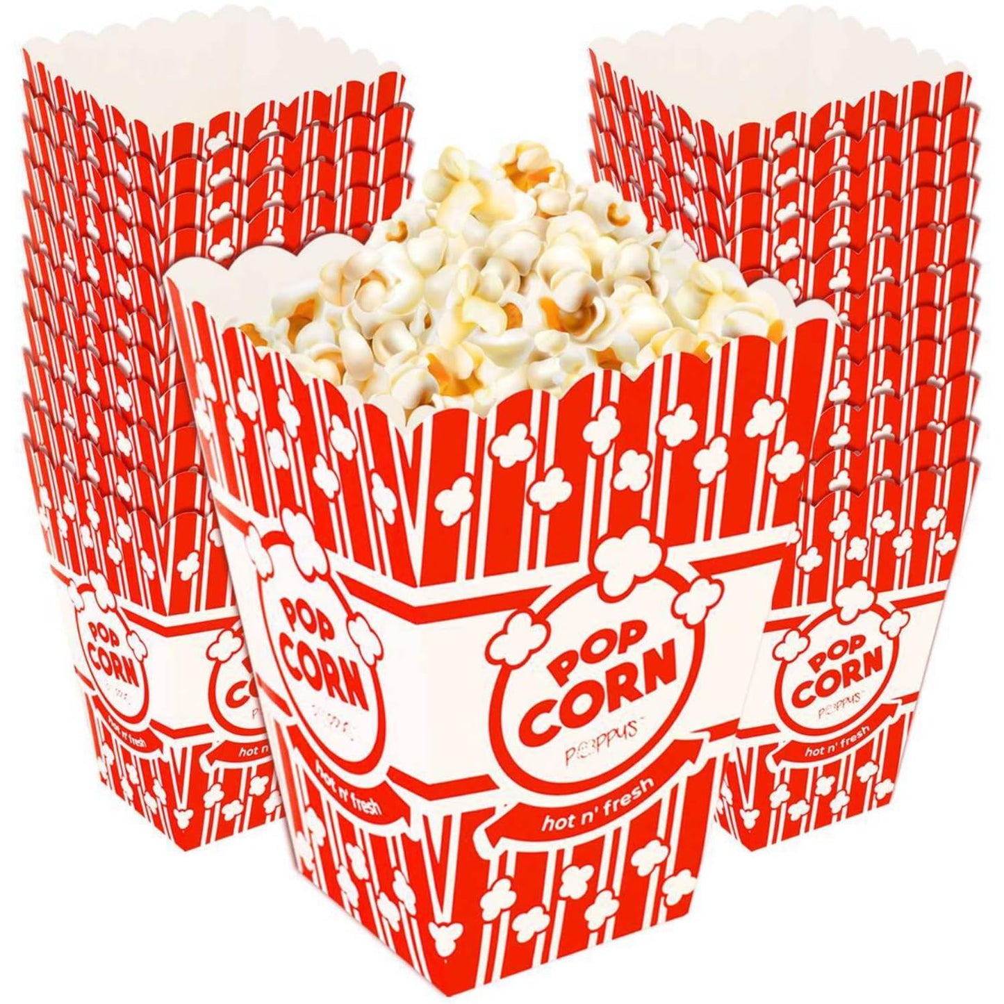 Poppy's Large Popcorn Boxes – 10 Pack 46 Oz Concession-Grade Popcorn Buckets, Popcorn Machine Accessories for Popcorn Bars, Movie Nights, Concessions