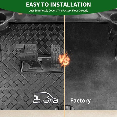 Cartalia Golf Cart Floor Liner Mat 8mm Thick Rubber Full Coverage Fit for Club Car Precedent 2004-2025 / Onward & Tempo 2017-2024 / Villager & V4L 2019-2025 Cart Non-Slip Mats Replacement - Black Trim