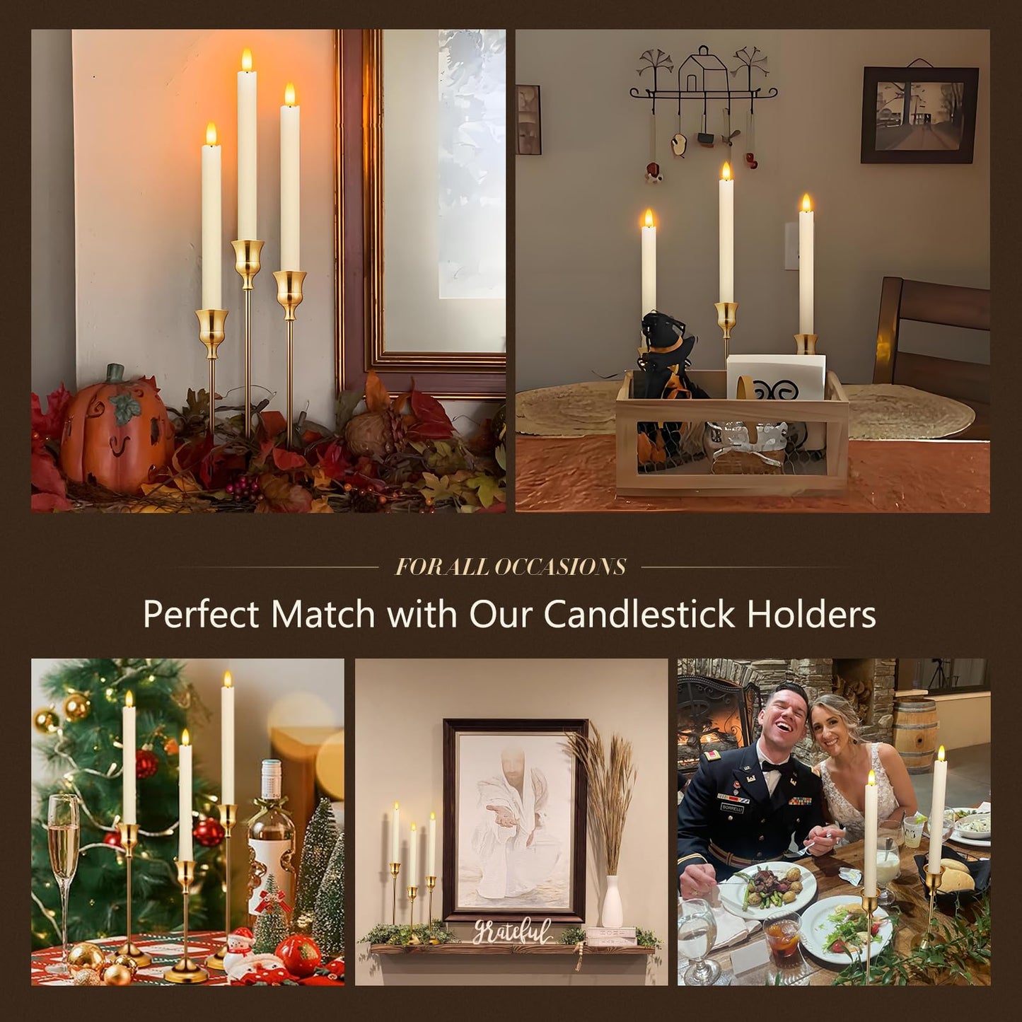 Upgraded Real Wax LED Flameless Taper Candles with Remote, KSWING 6 PCS Ivory Candlesticks Battery Operated 3D Flickering - 9.6" Long Realistic Fake Candle Sticks for Home/Wedding/Fireplace Xmas Decor