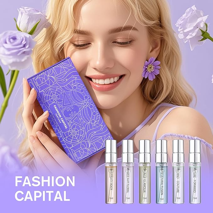 Perfume for Women Set of 6 - Fashion Capital Perfume for Women Perfect for Gifting or Personal use, Long-Lasting Fragrance Perfum for any Accasions (6 Count, 0.17 oz)