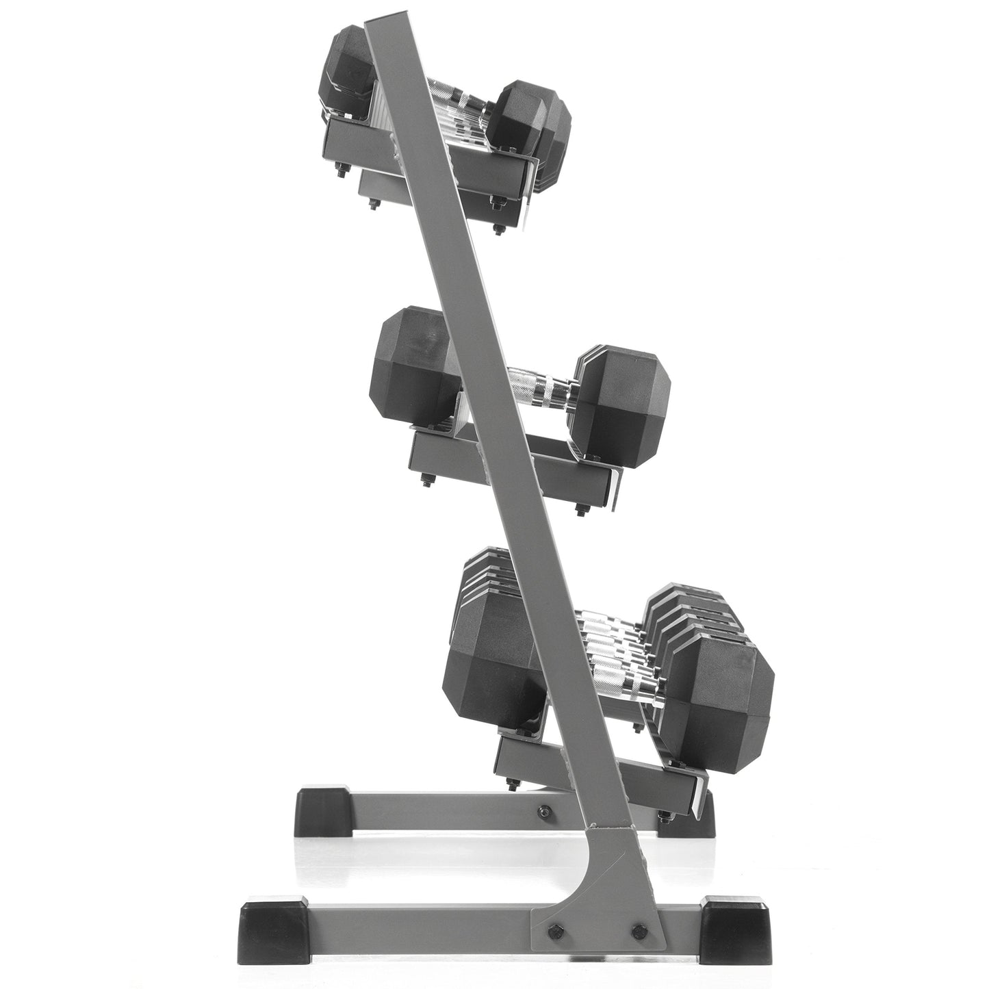 XMARK Dumbbell Set with Rack, Weights Dumbbells, Multiple Free Weights and Horizontal Storage for Home Gym Strength Training, Storage Rack (Black)