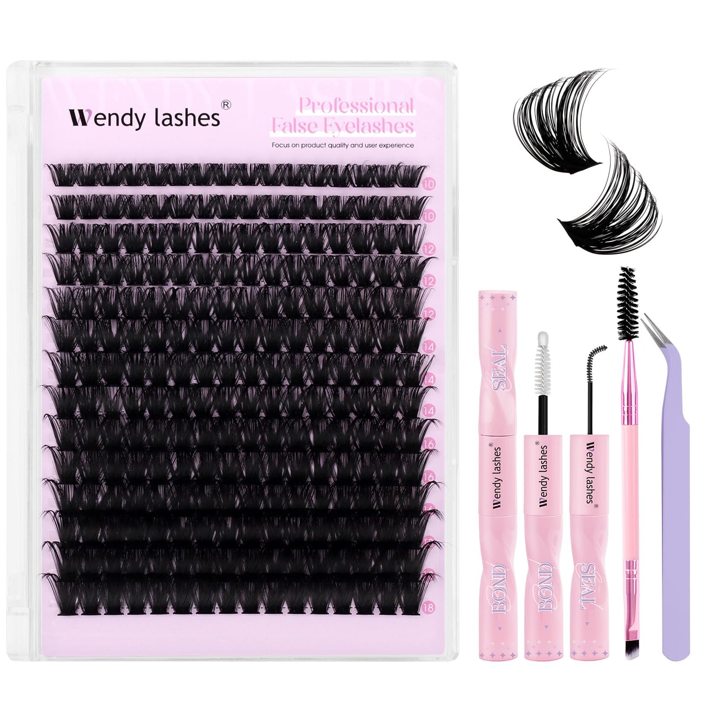 DIY Lash Extension Kit 100D Wispy Lashes 280PCS D Curl 10-18mm Individual Cluster Lashes Kit Includes Lash Bond and Seal,lash Tw