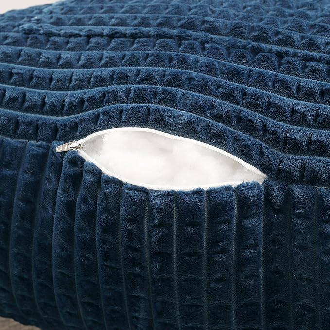 PAJEO Reading Pillow for Sitting in Bed, Large Backrest Reading Pillow with Arm Rest,Back-Rest Support Cushion for Sit Up on Couch, Sofa, and Floor(Dark Blue Flannel, Large(19"))