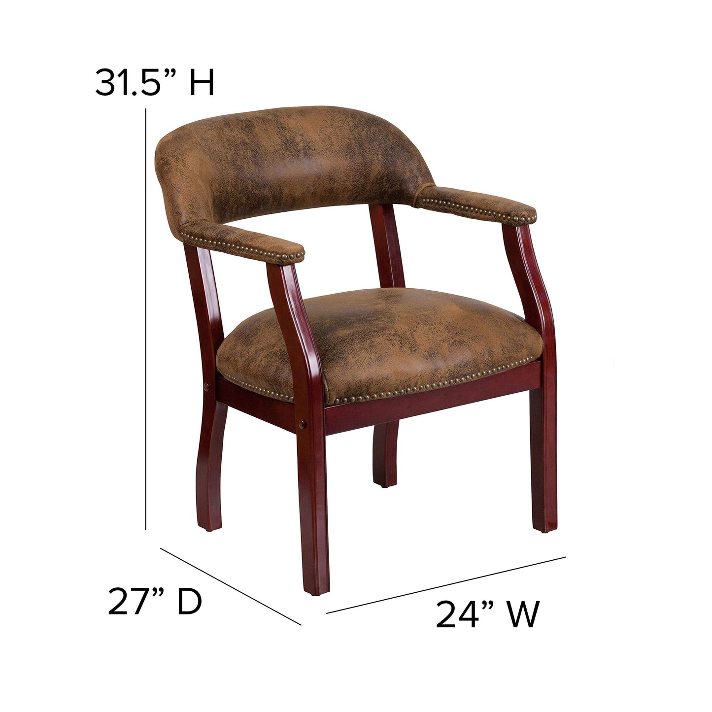 Flash Furniture Diamond Bomber Jacket Brown Luxurious Conference Chair with Accent Nail Trim
