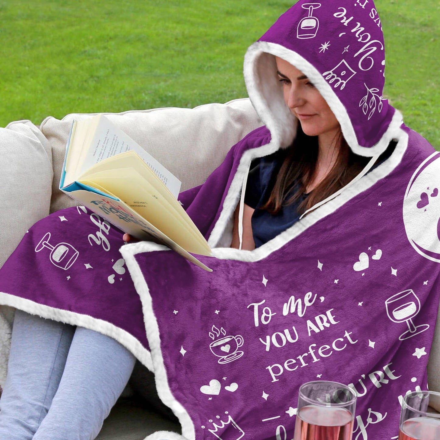 Wife Fleece Wearable Blanket Hoodie - Wife Gifts from Husband - Gifts for Wife for Christmas, Wife Birthday Gift Idea, Gifts for Her for Anniversary, Valentines Day Gifts for Her