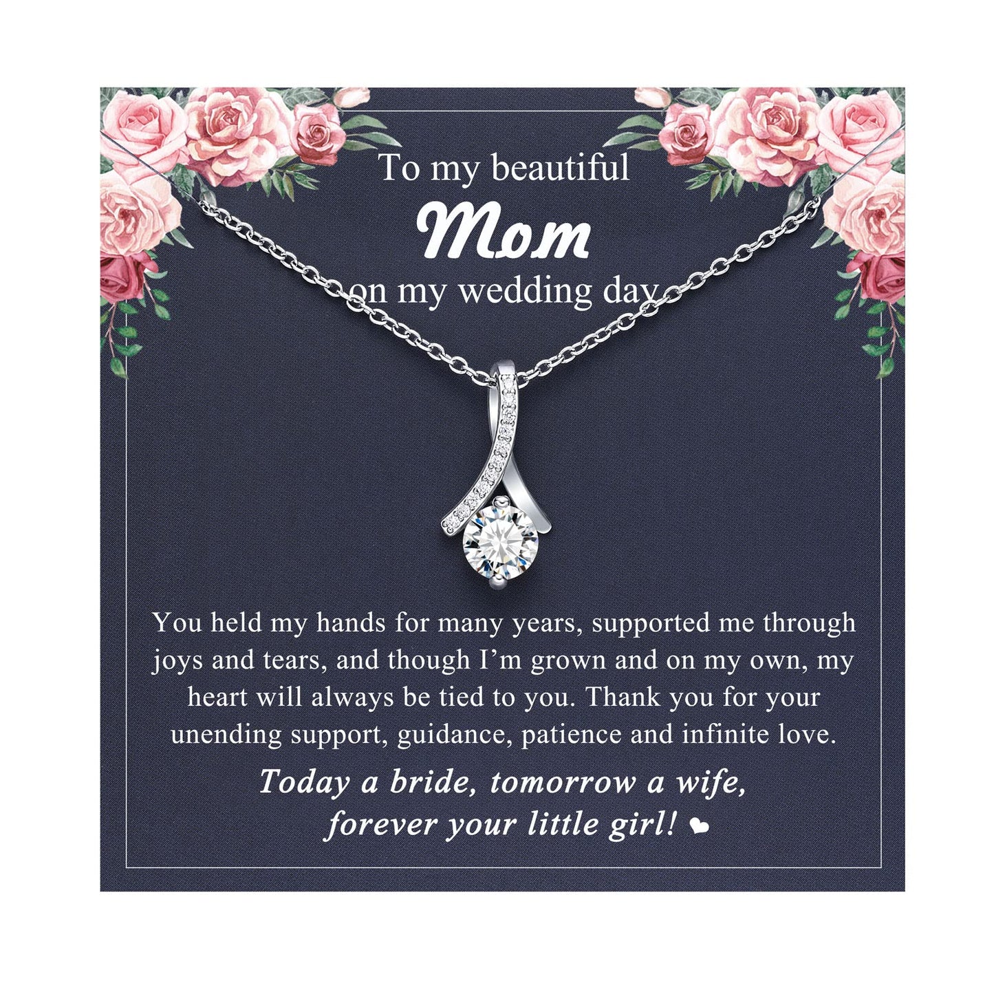 UPROMI Mother of The Bride Gifts from Daughter - Wedding Jewelry for Mom: Silver Dainty Necklace