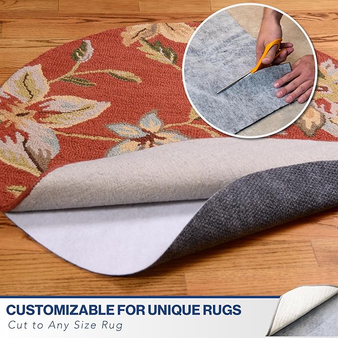 2'6 x 14' Non-Slip Rug Pad, Reversible Gripper, Non Skid Pads for Hardwood, Vinyl, Tile, Laminate Floors, Keep Area Rugs Secure, Natural Materials Safe for Indoor Flooring, ¼” Thick