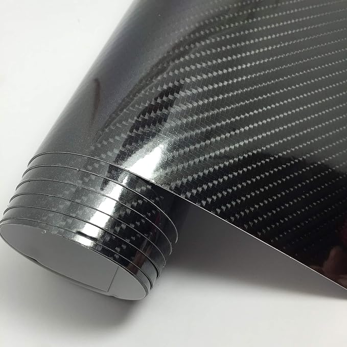 Carbon Fiber Vinyl Wrap for Cars, 6D High Gloss Car Wraps Vinyl Roll Bubble Free, PVC Self Adhesive Automotive Sticker Dec...