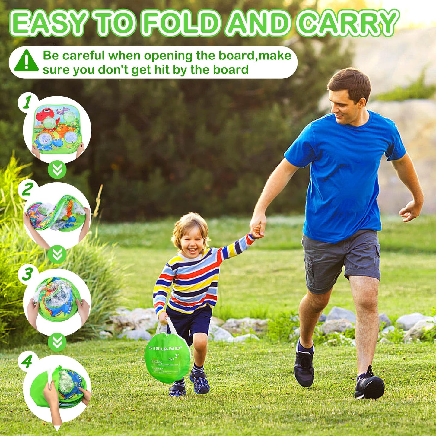 Sisland Bean Bag Toss Game for Kids, Dinosaur Corn Hole Outdoor Toy for Toddler, Outside Yard Party Lawn Backyard Games Birthday Gift for Boy Girl Age 3 4 5 6 7 8
