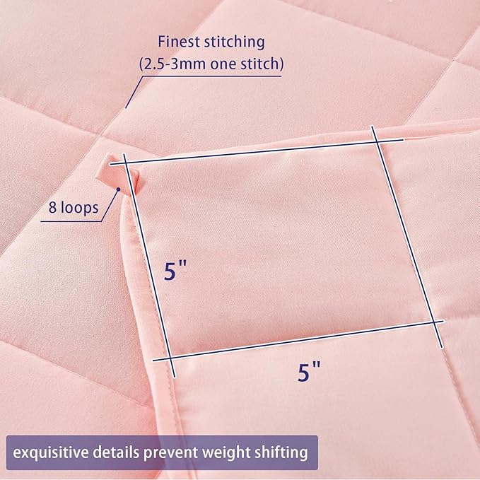 yescool Weighted Blanket for Adults (17 lbs, 60" x 80", Pink) Cooling Heavy Blanket for Sleeping Perfect for 160-180 lbs, Queen Size Breathable Blanket with Premium Glass Bead, Machine Washable