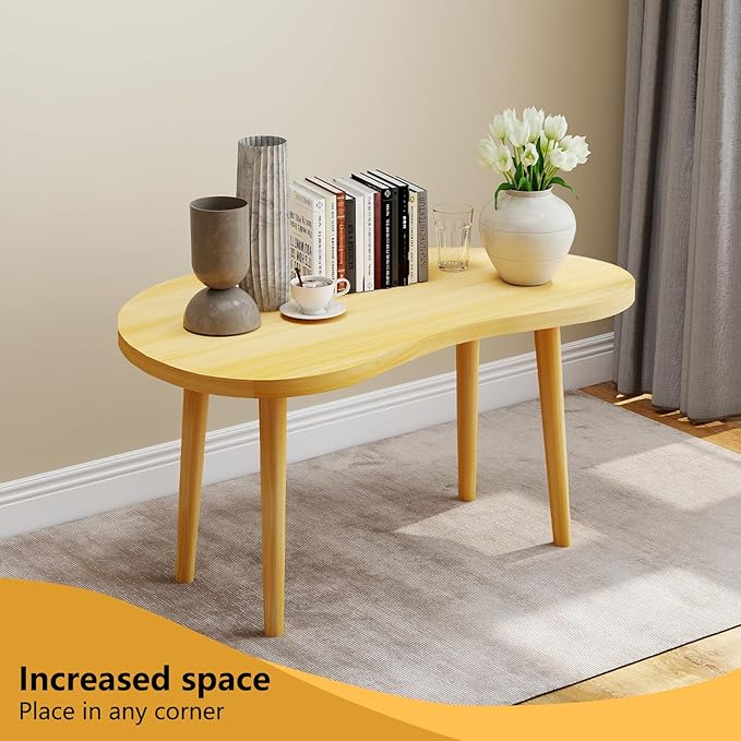 Funecy Coffee Table Low Table with Solid Wood Sturdy Legs, Floor Table Desk for Sitting on The Floor, Storage and Living Room Furniture (Natural-Mango)