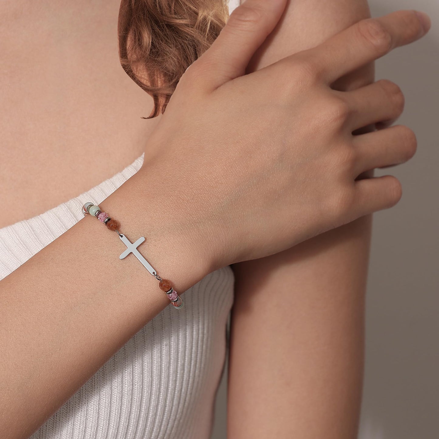 AryaHozel Friendship Bracelets for Women, Cross Bracelet, Best Friend Friendship Gifts for Women, Best Friend Birthday Gifts for Woman Friends Bff Bestie Female Christmas Valentines Christian Jewelry