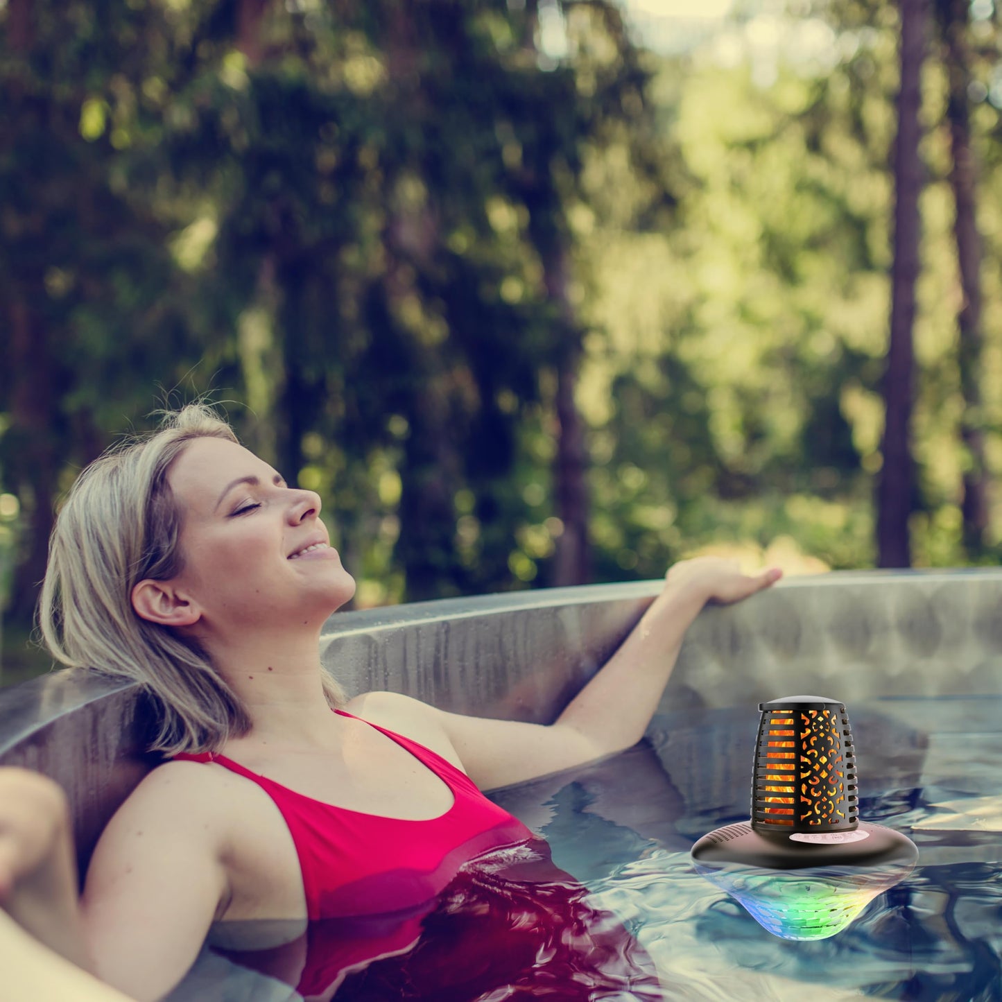 VISOFO Waterproof Portable Bluetooth Speaker | Pool Floating IP68 Loud Stereo HD Sound with RGB Colorful Lights and Led Torch Flame TWS Pairing Built-in Mic 10W Deep Bass Spa Hot Tub Accessories