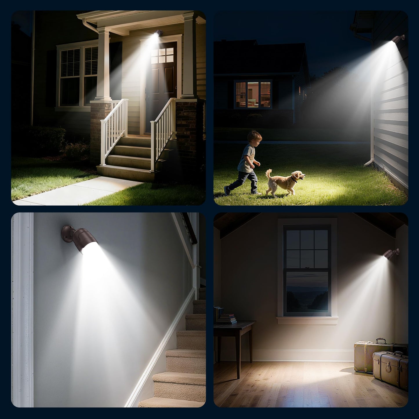 Mecanto 2 Pack Motion Sensor Light Outdoor Battery Operated, 4000mAh Rechargeable 600 Lumen Battery Outside Lights Spotlight, IP65 Waterproof for Porch, Garage, House