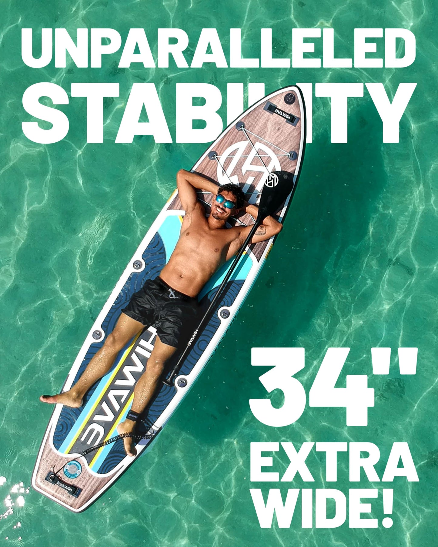 Hiwave Inflatable Stand Up Paddle Board 11’*34”*6” Sup Board,420lbs Capicity, Pet Friendly Paddle Board for Ocean&Lake, w/3pcs Adjustable Paddle