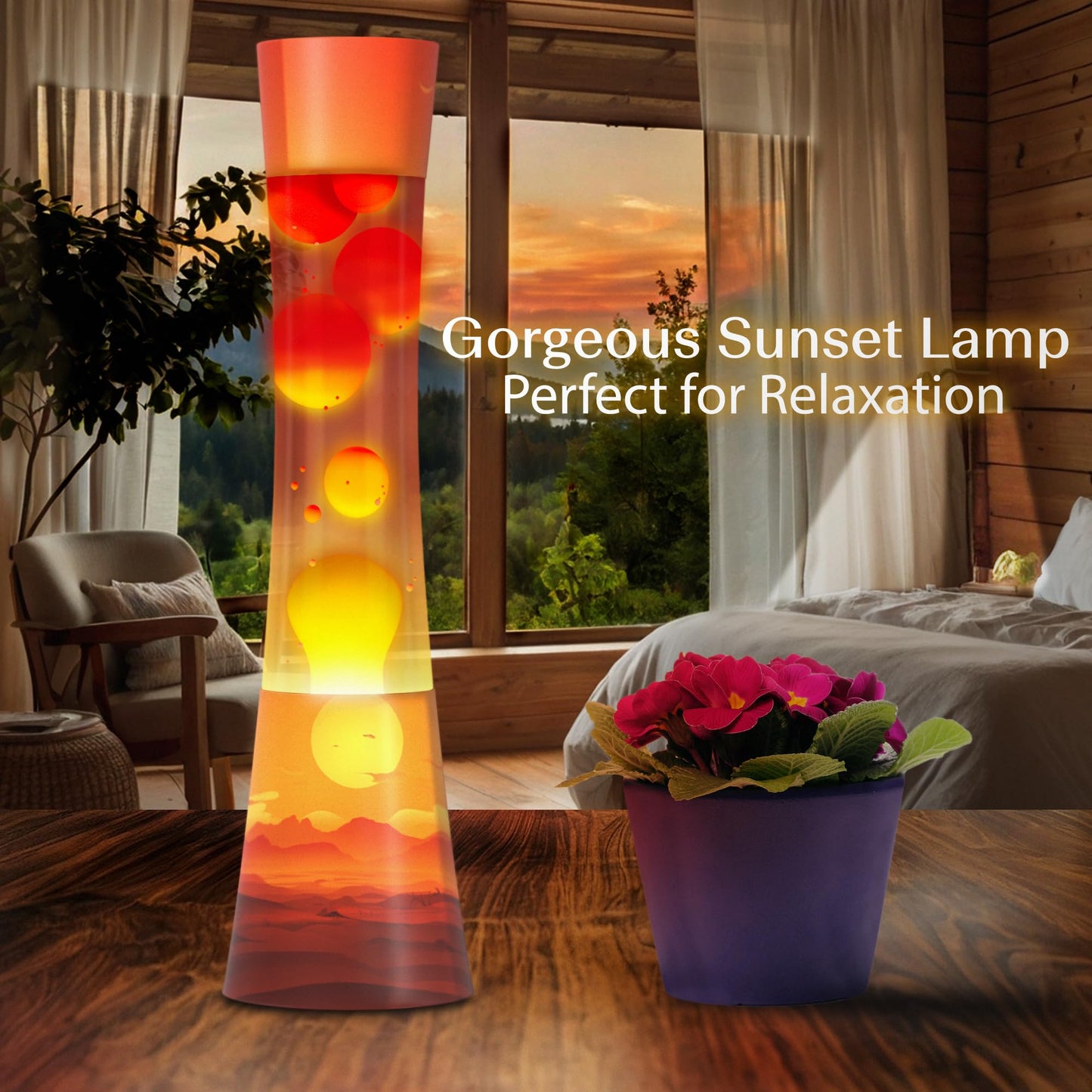 JAMBO 15.5" The Upgraded Motion Lamp, Sunset Decal Motion Light, Beautiful Home Decor, Living Room Bedroom Lamp, Relaxing Nightlight for Teens, Kids & Adults